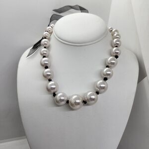 Nwt Stephan And Co. Graduated‎ Faux Pearl And Black Necklace